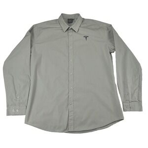 Tesla Motors Uniform Shirt Men's L 49" Button Front Large Gray Long Sleeve Work